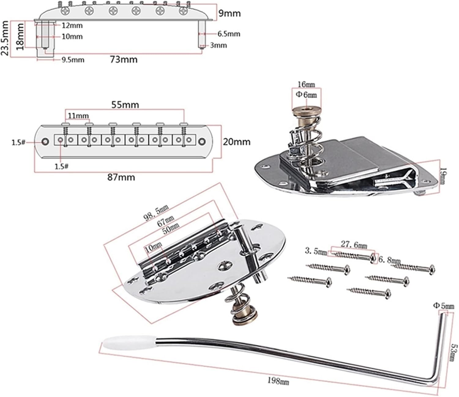 Guitar Bridge Pull Plate Tremolo for Bass Repaclement Accessories Electric Guitar Bridge