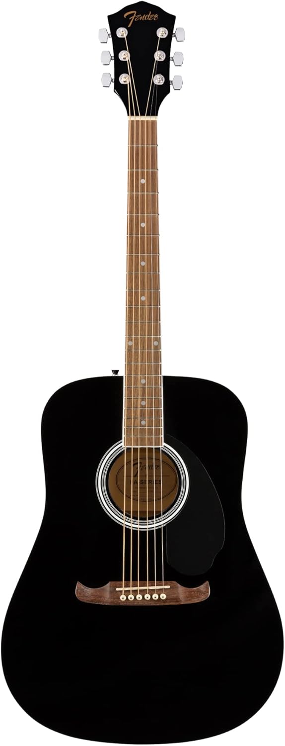 Fender FA-125 Dreadnought Guitar - Black Bundle with Hard Case, Tuner, Strap, Strings, Sting Winder, Picks, and Austin Bazaar Instructional Video