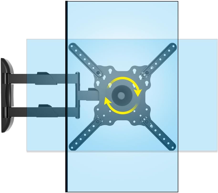 Vertical and Horizontal TV Wall Mount Swivel Tilt Rotate Arm Fits Most 32 42 43 50 inch Flat Curved Screen, Full Motion 90 Degree Bracket, Max VESA 400x400mm Up to 44lbs DY3255