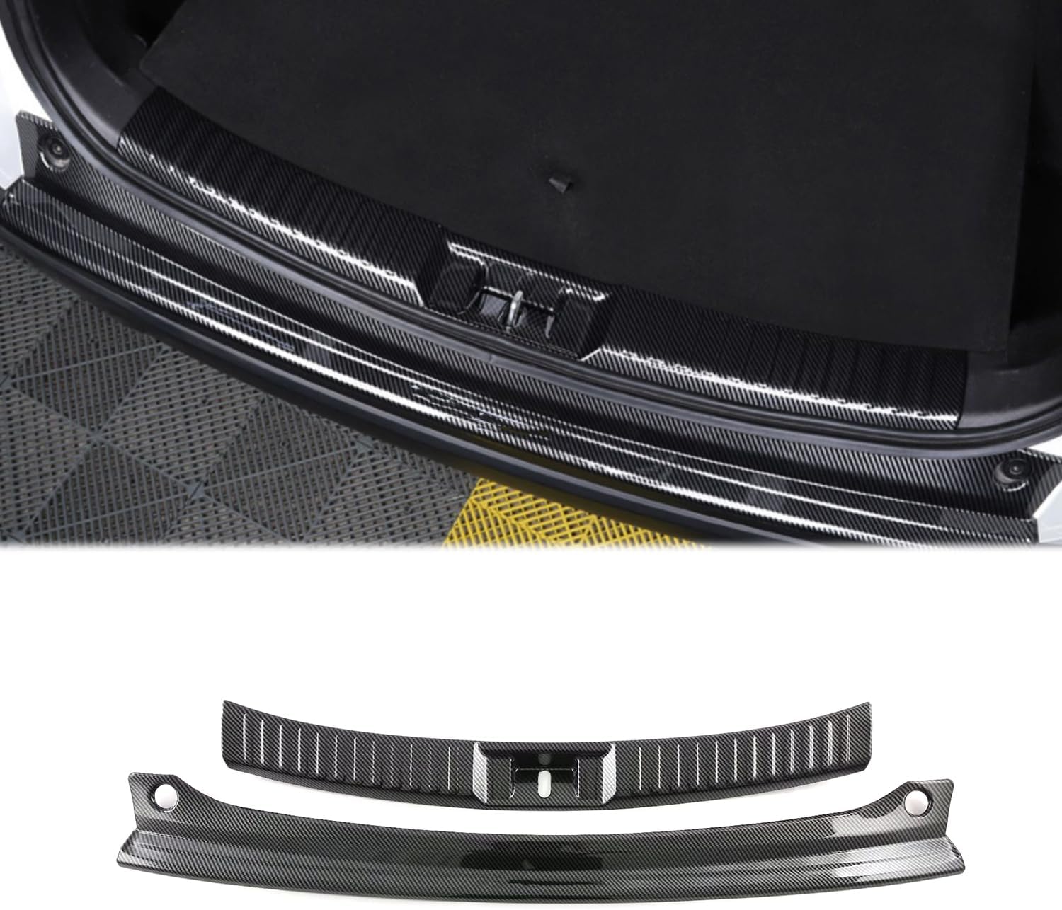 Car Accessories Compatible with Honda CR-V CRV 2023 Rear Inside & Outside Bumper Sill Plate Guard Cover Trim ABS Carbon Fiber Style