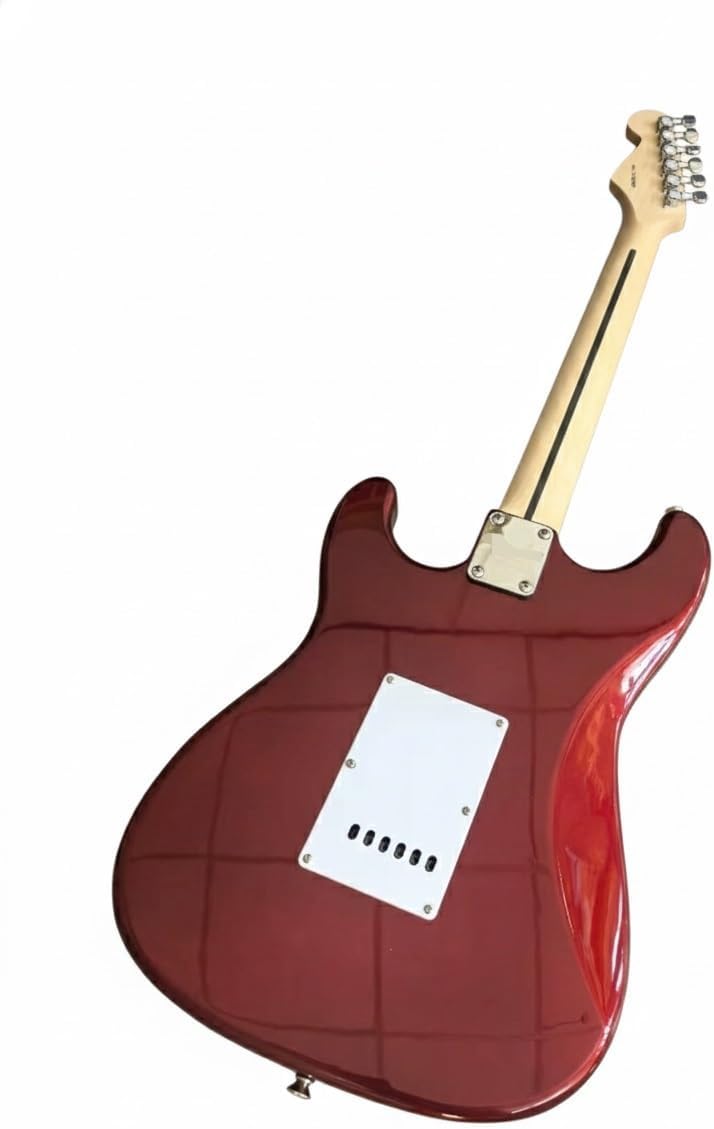 Electric Guitar 39 Inch Full Size Single Coil Pickups Solid Wood Body Tremolo for Beginner(Metallic Red)