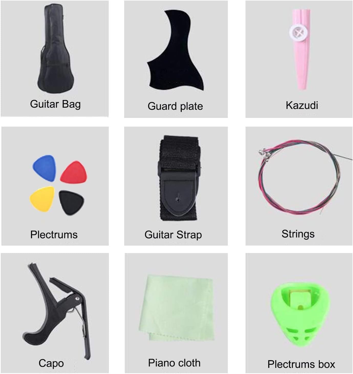 Full Size Guitar 38 Inches 6 String The Sound is Crisp Edging Cut Corner Basswood Panel Men and Women Student Exercise Wood Guitar Beginner Acoustic Guitar Starter Package Student G