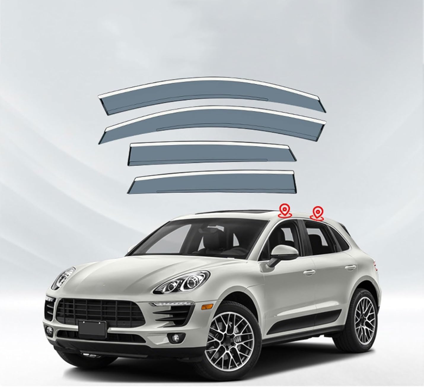 4 Pcs Wind Deflectors for Porsche Macan 2014-2022 2023 2024, Car Window Wind Deflector Visor Rain Smoke Guards Stick-On Car Accessories