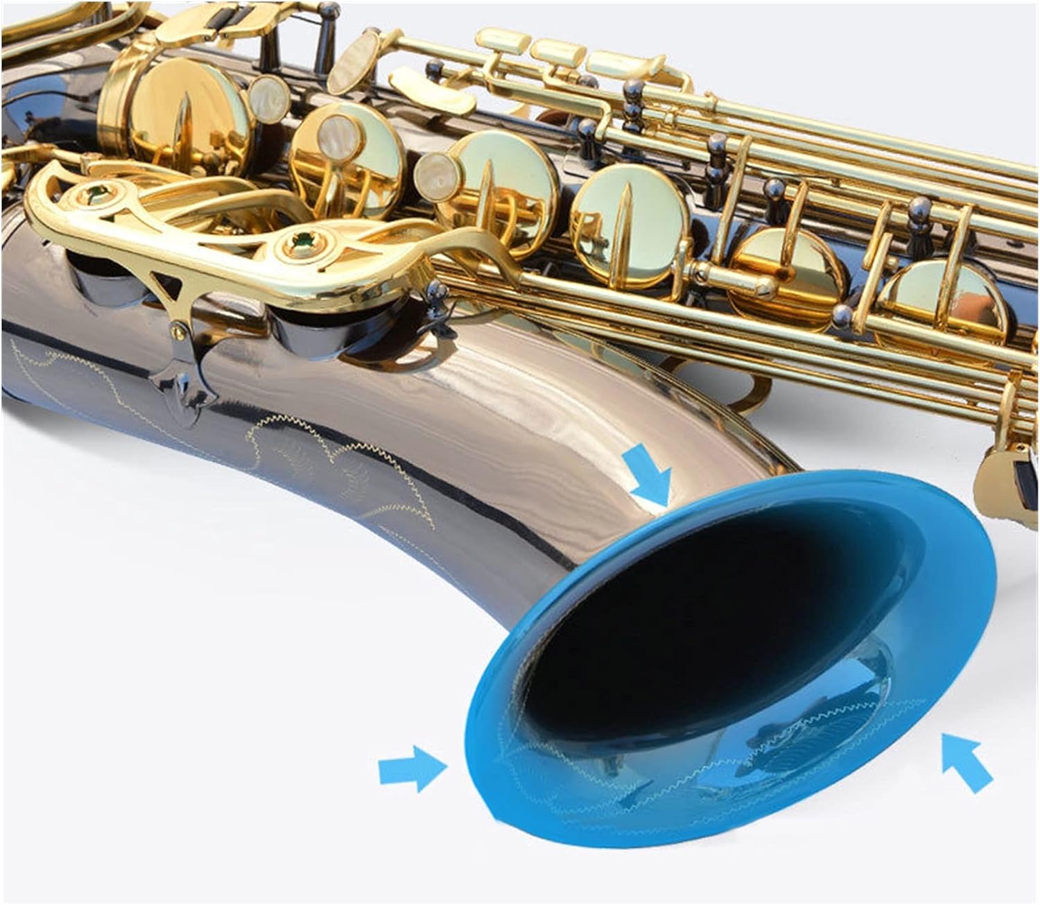 Saxophone Straight Black Nickel Gold B Flat Double Bond Tenor Saxophone Key Type Woodwind Instrument