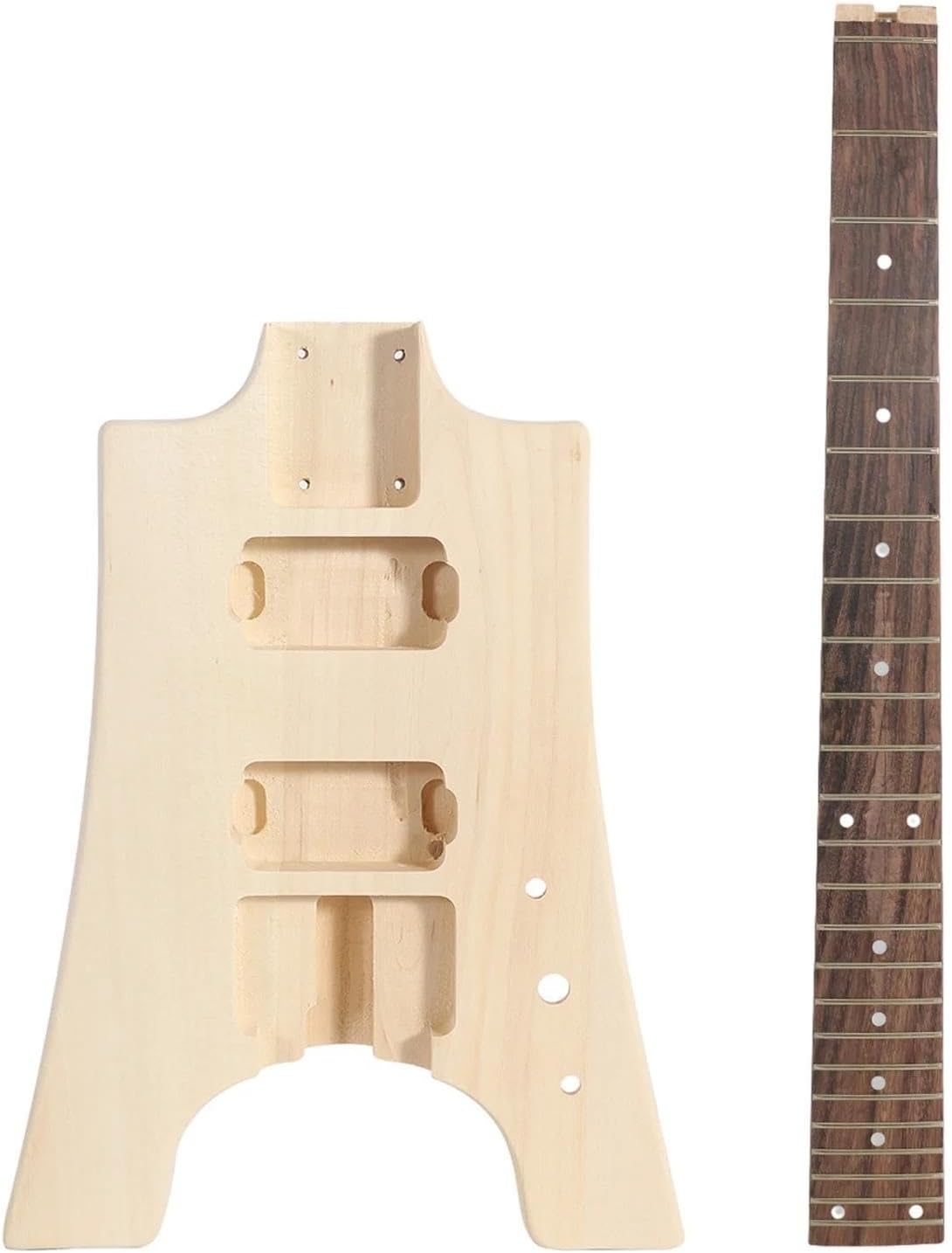 Guitar Body Guitar Replacement Parts DIY Unfinished Electric Guitar Kit Wooden Guitar Body Replacement 2 Double Line Circles Maple Neck