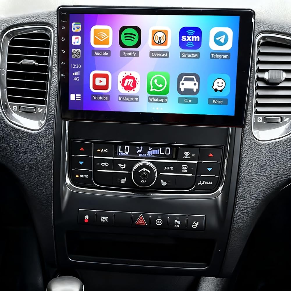 10 inch Car Stereo Radio for Dodge Durango 2011 2012 2013 Upgrade CarPlay Touch Screen Head Unit Car Stereo with Wireless Carplay Android Auto GPS Bluetooth WiFi FM RDS DSP SWC Backup Camera Mic