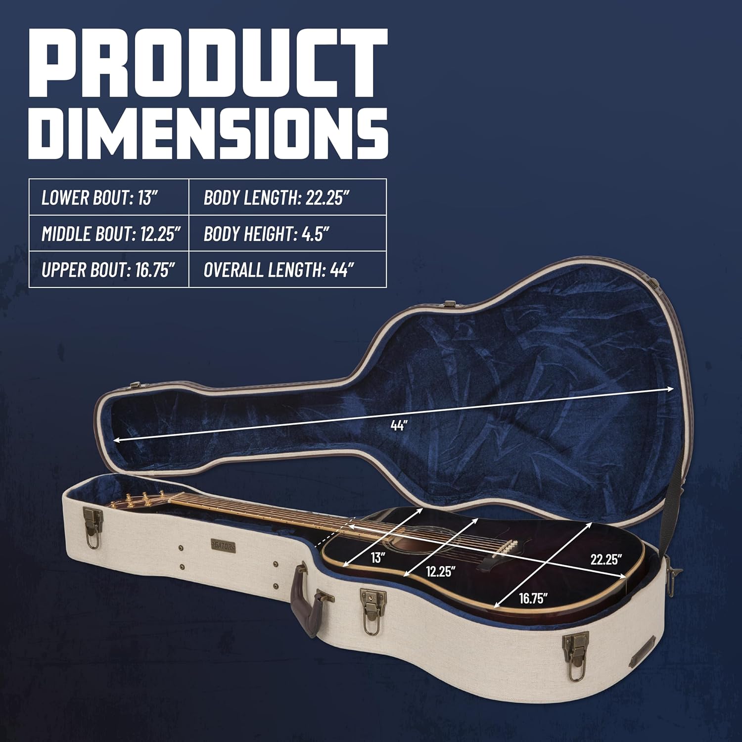 Gator Cases Journeyman Series Deluxe Wood Case for Acoustic Guitars (GW-JM-DREAD)