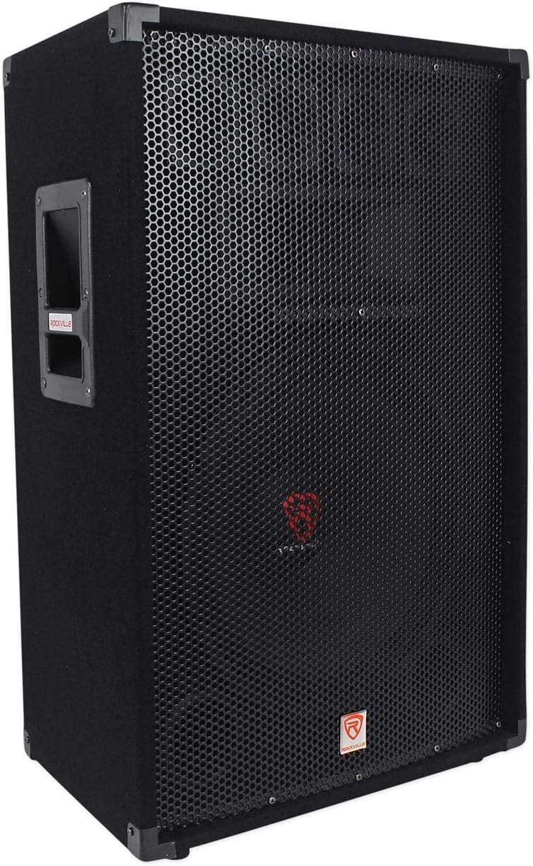 Rockville RSG15 Bundle: (2) 15 in 3-Way 1500-Watt 8 Ohm DJ PA Speakers, RPM870 8-Channel Powered Mixer USB, (2) RMC-XLR Dynamic Mics, (2) Boom Stands, (2) Tripod Stands, XLR, TS to TS Cables, 13-items