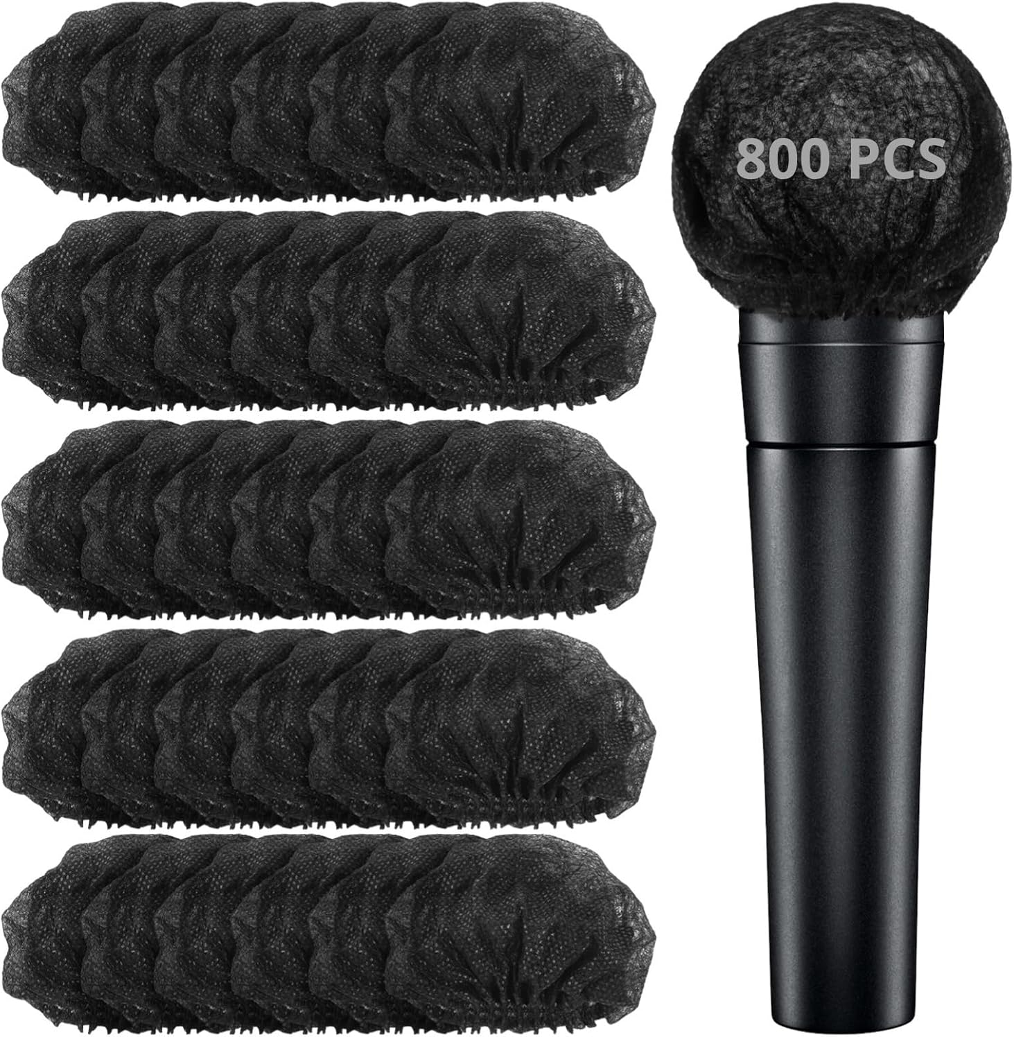 800 Pcs Non-Woven Elastic Microphone Covers, Individually Wrapped, for Stage, Karaoke, and Recording Use