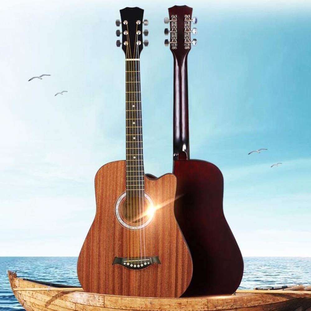 Full Size Guitar Acoustic Guitar Beginner Ballad Guitar Student Metal String Basswood Rock Instrument Waterproof Backpack 38 Inches Beginner Acoustic Guitar Starter Package Student G (A brown)
