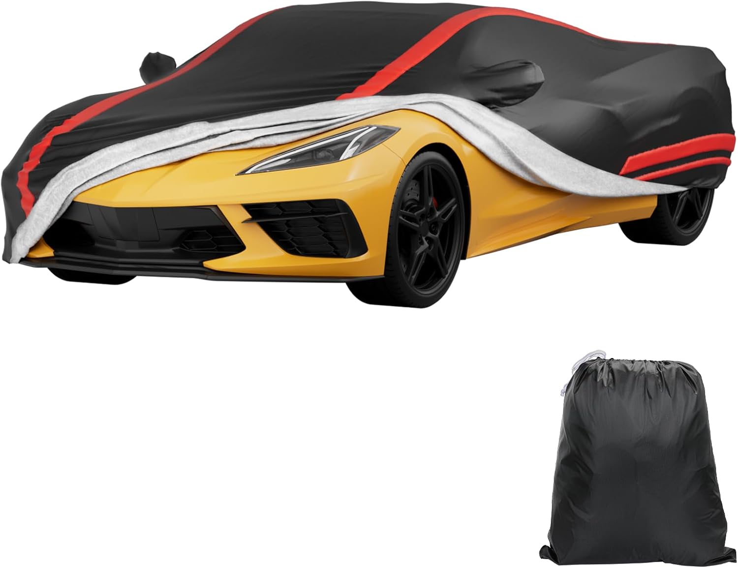JOYTUTUS Car Cover Compatible with 2020-2026 Corvette C8 Stingray Z06 Z51 (Not Fit for High Wing), Soft Cotton Inner Sun Rain UV All Weather Protection