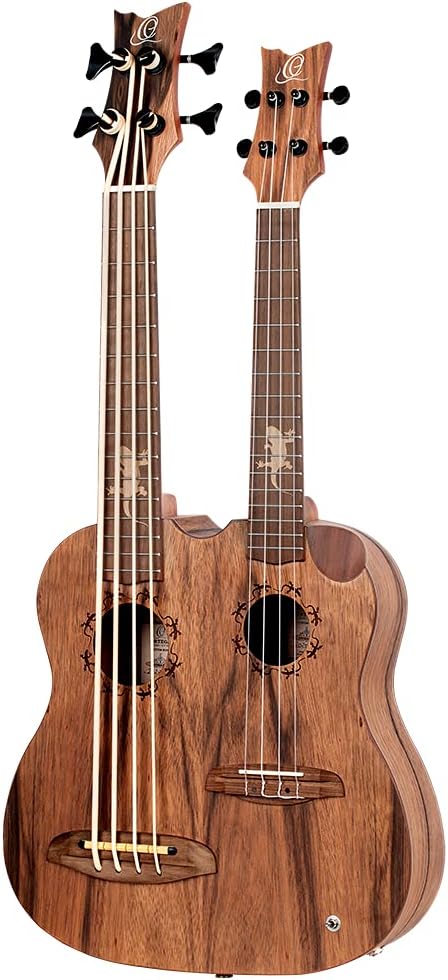 Custom Built Series Double Neck Tenor Acoustic-Electric Ukulele & Uke-Bass w/Bag