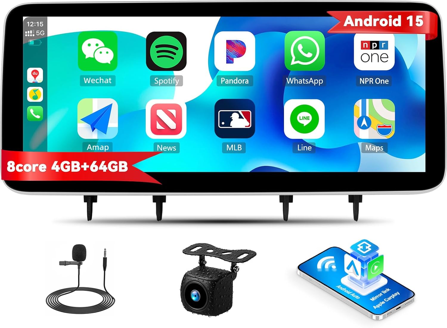 8 Core 4G+64G,Android Car Stereo for Honda CRV 2023 2024 2025 with Apple Carplay Android Auto,12.3 inch IPS 1920 * 720 Touchscreen Car Radio Bluetooth 5.0 DSP/EQ GPS 59UI AHD Backup Camera