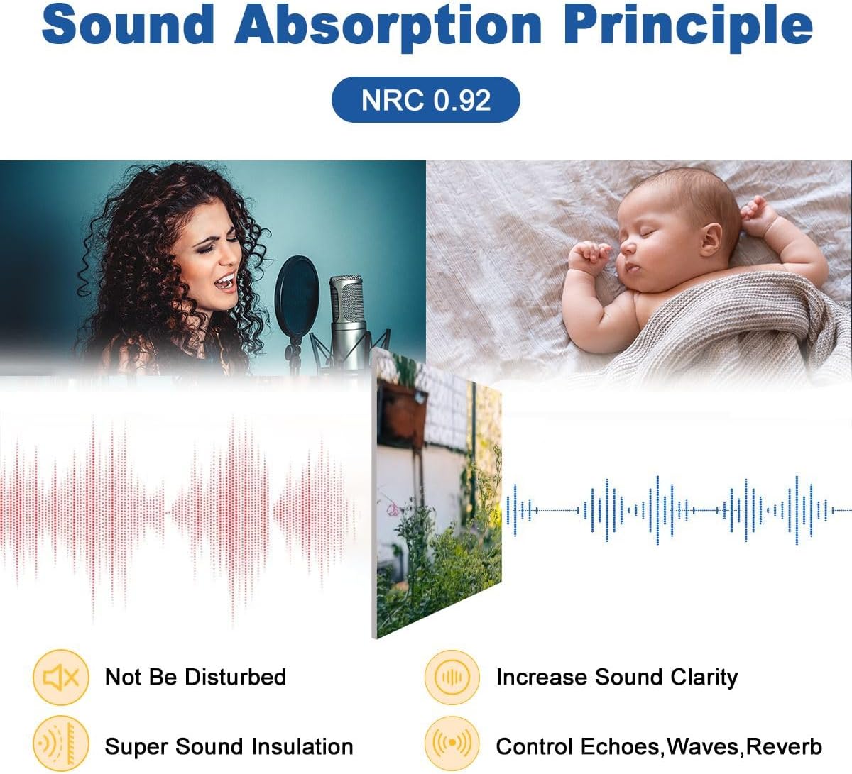 6 Pack Art Acoustic Panels Friends Dog Cat Garden Sound Absorbing Panel 48