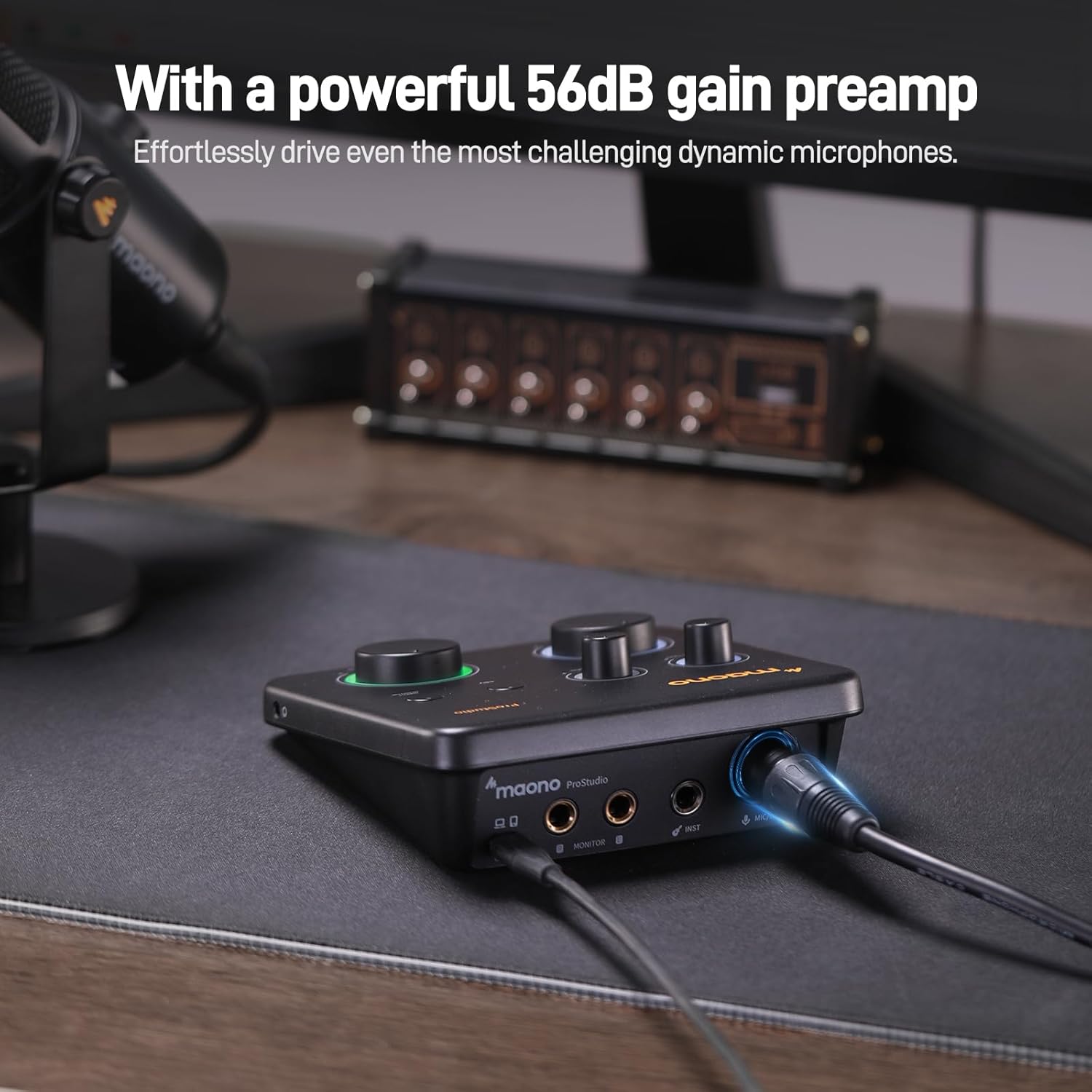 MAONO PD100X XLR/USB Gaming Microphone & Maono PS22 Lite & All in One Gaming Gear Bundle for Game Streamers（PD100X Black+PS22 Lite+XLR-180)