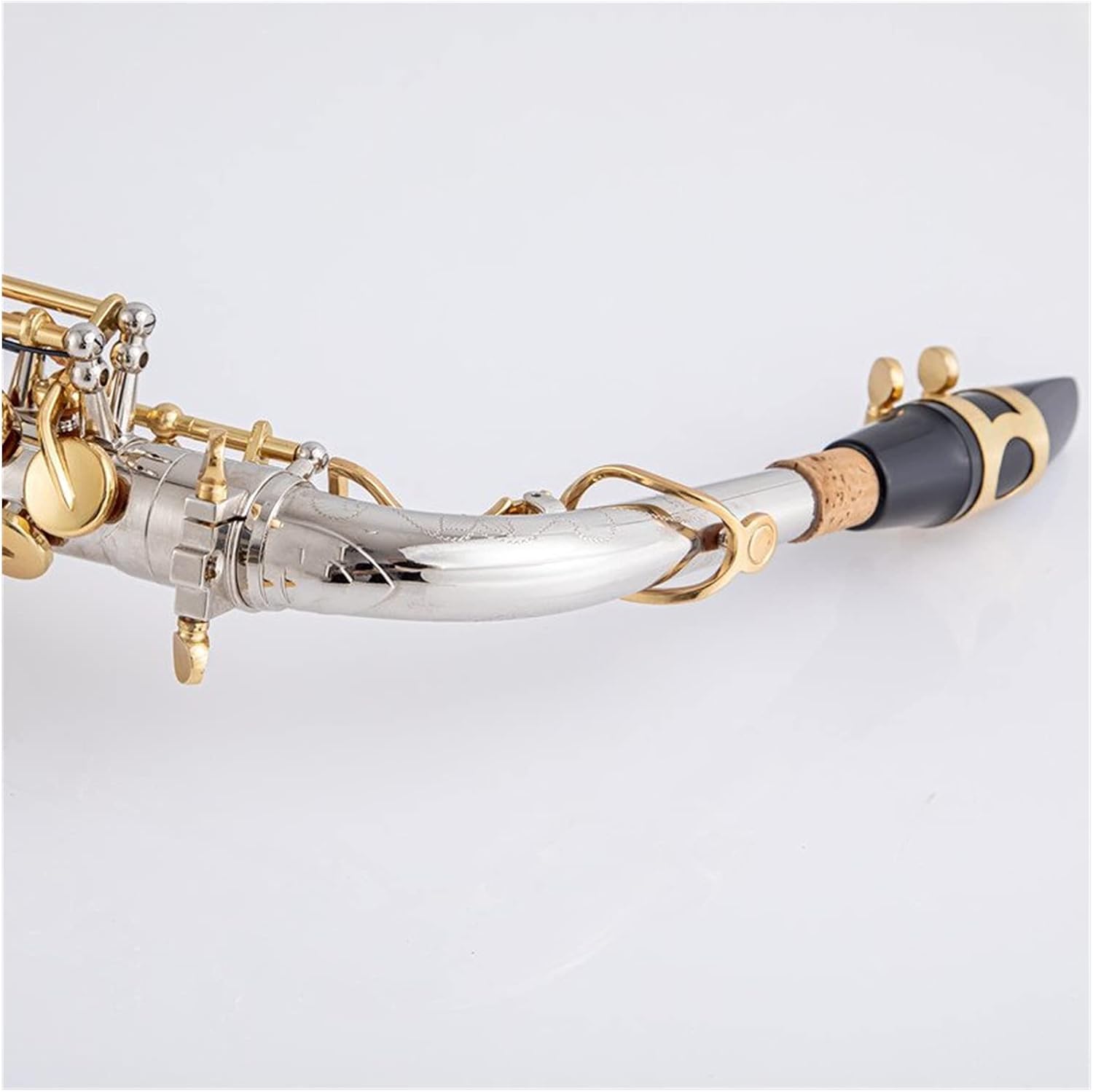 Alto Saxophone Nickel Plated Gold Key Professional Sax Mouthpiece with Case and Accessories Student Saxophone