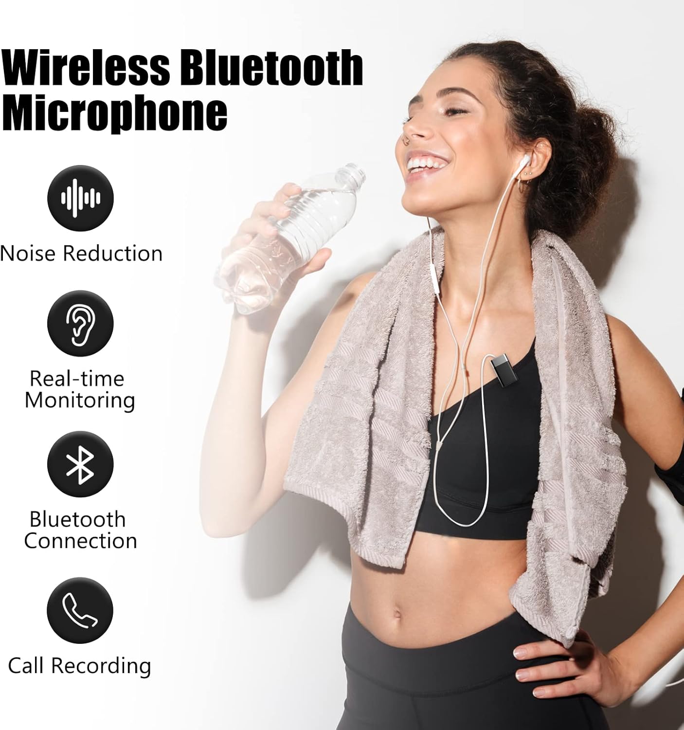 SabineTek AudioWow - Bluetooth Lapel Mic, Wireless Clip-on Microphone, Bluetooth Lavalier Mic for Smart Phone, Recording, Vlogging, Mixing