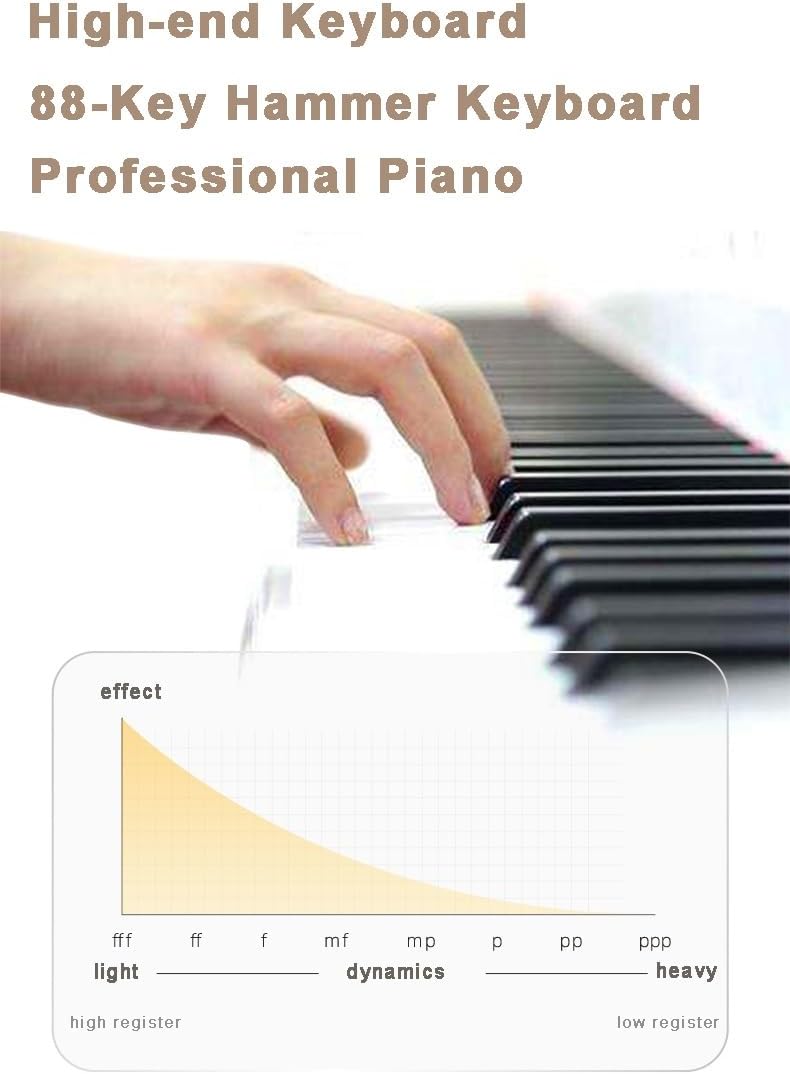 88 Keys Weighted Keyboard With Stand, Sustain Pedal, Hammer-Action Digital Piano, Portable Electronic Keyboard Full Size with Dual Speakers, Support Bluetooth MIDI For Beginner, Professional(White)