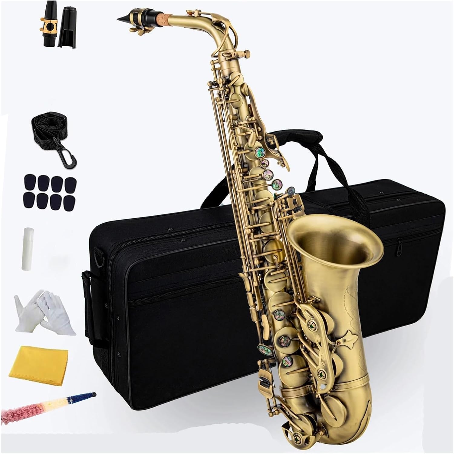 Advanced Antique Craft Eb Alto Saxophone Saxophone Carved Pattern Woodwind Instrument Bag Other Accessories