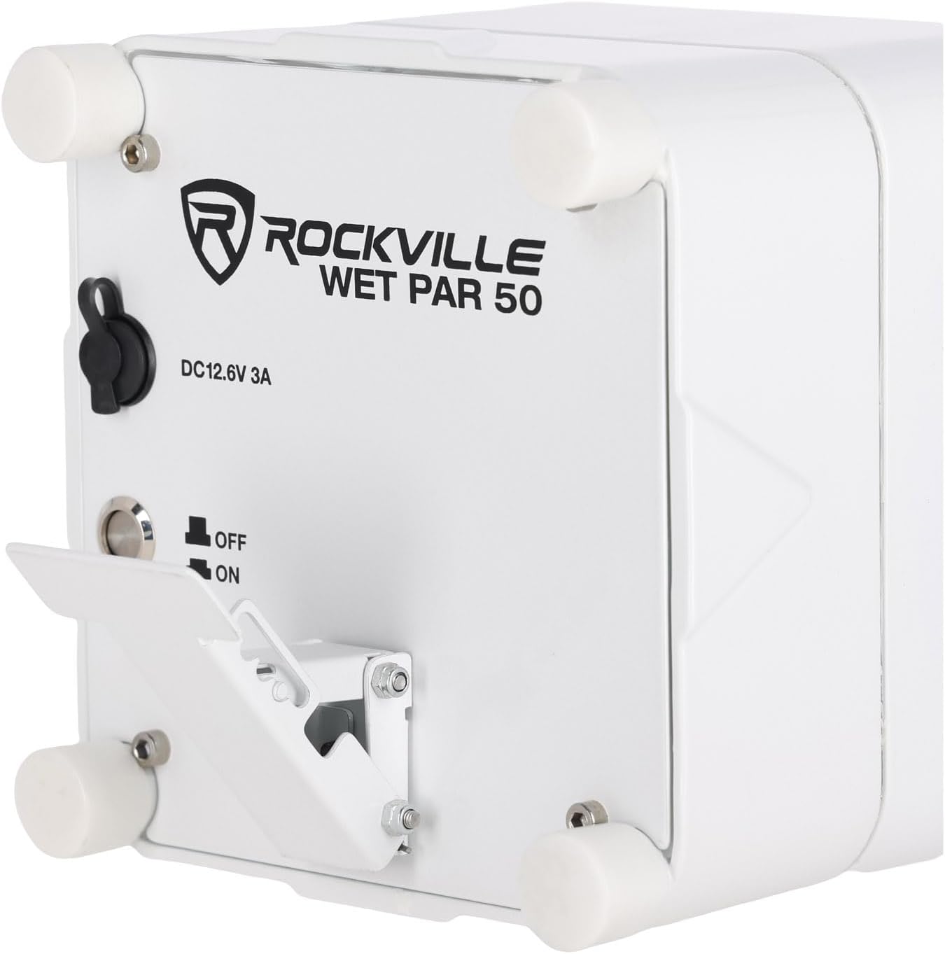Rockville Wet PAR 50 White 25W Waterproof Battery DJ Light, RGBWA+UV LEDs, Wireless DMX, RF Remote, Long Battery Life, for Outdoor Events and DJs
