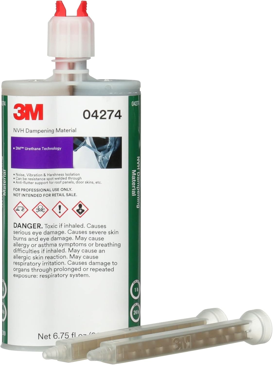 3M NVH Dampening Material 04274, Flexible, Non-Shrink, Non-Solvent, 200 mL Cartridge