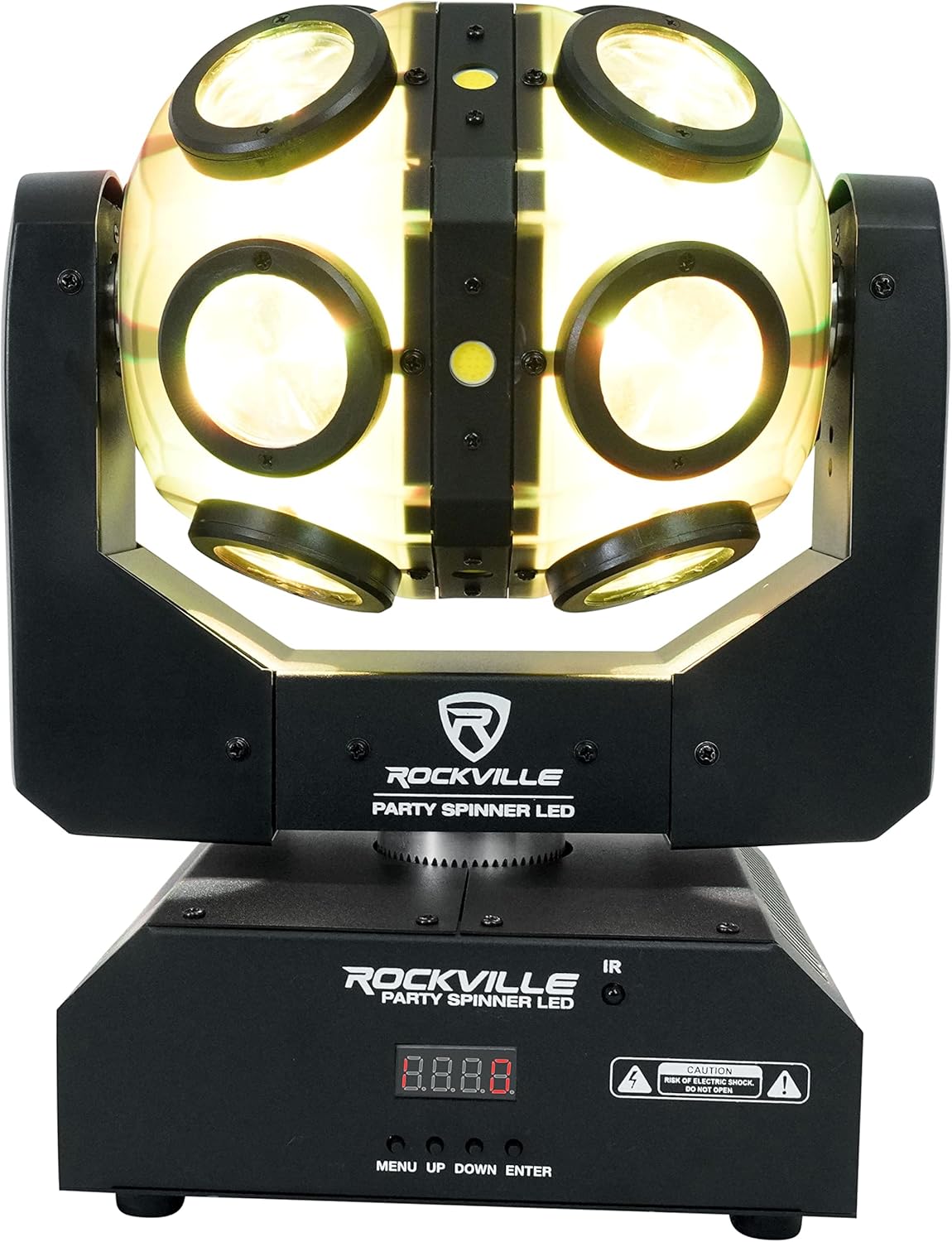 (2) Rockville Party Spinner LED Moving Head DJ Lights+DMX Controller+Bags+Cables