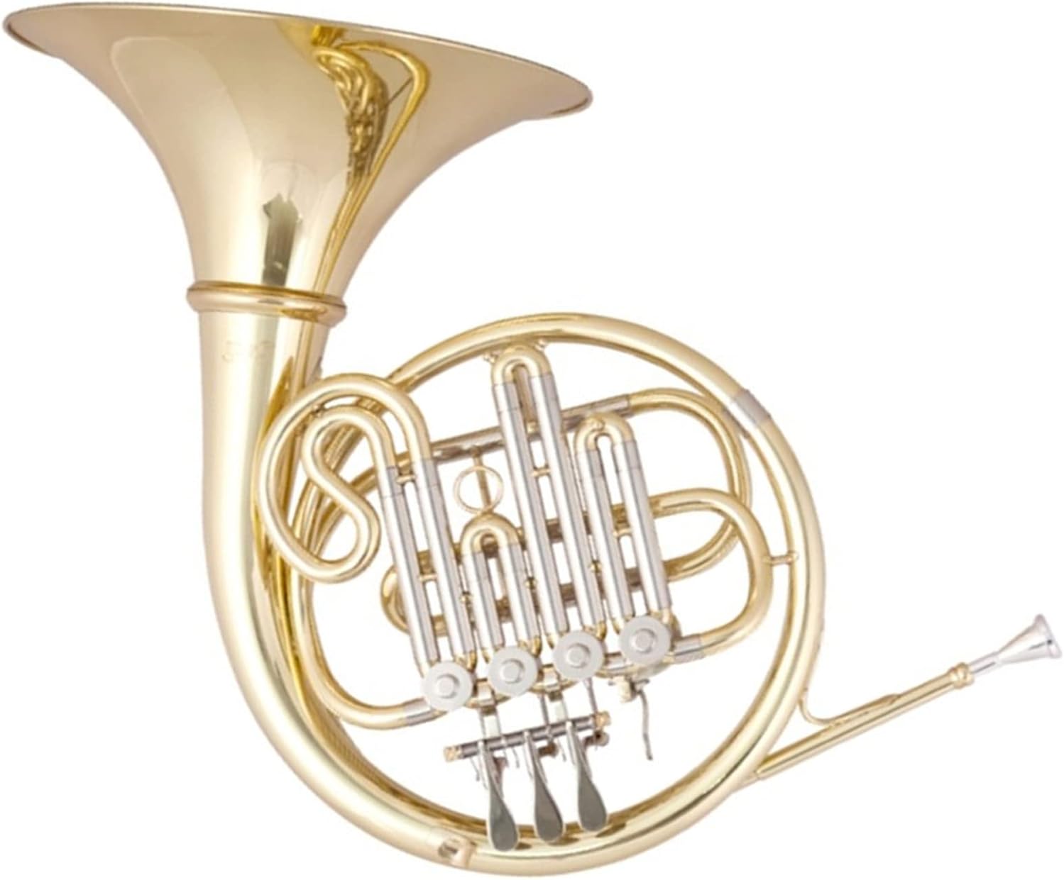 B/F Flat 4 Key French Horn - Brass Lacquer Gold Craft French Horn - Includes Musical Instrument Box for Beginners Examinations Professional Performance(Single Row)
