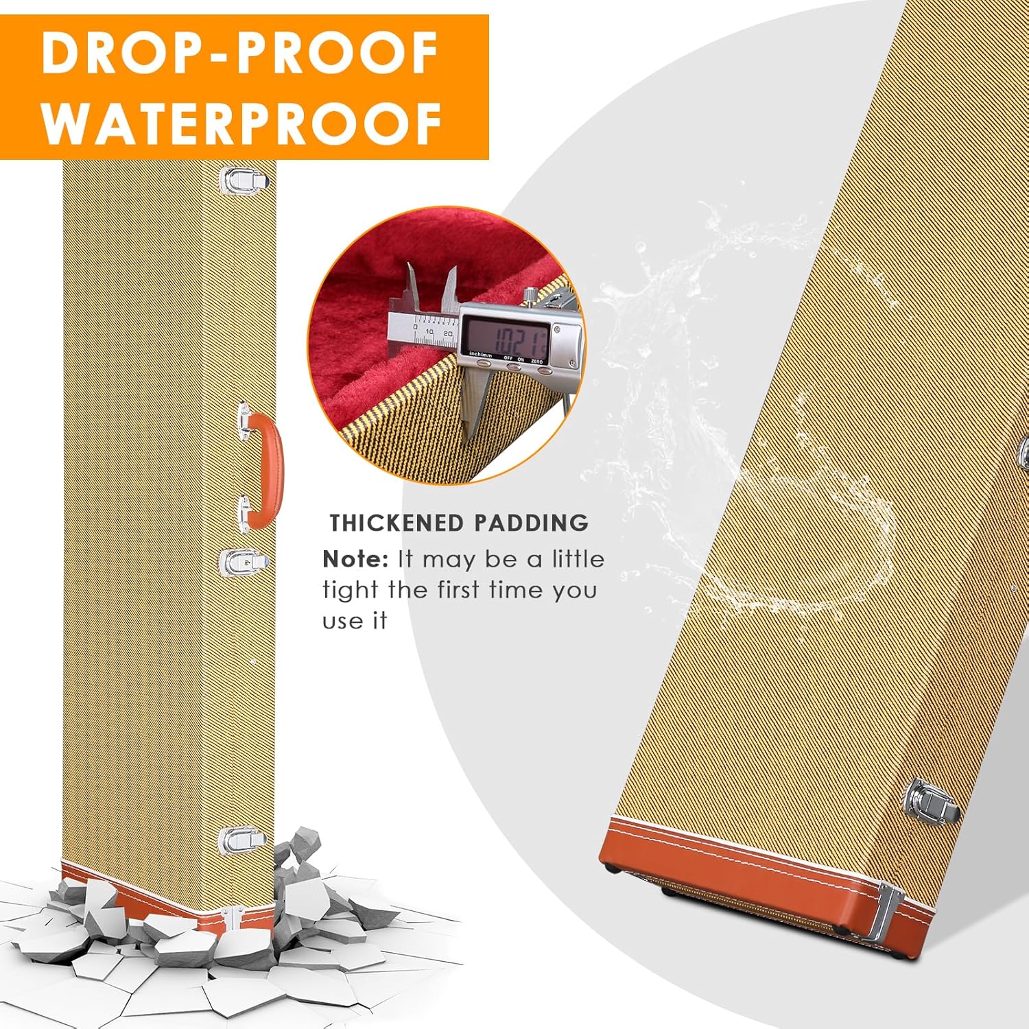 Ktaxon Electric Guitar Hard Case, Rectangle Wooden Standard 39-Inch Electric Guitars Hard-Shell Protective Carrying Case for KST/KTL/170 Model with Lock Latch Padding (Yellow)