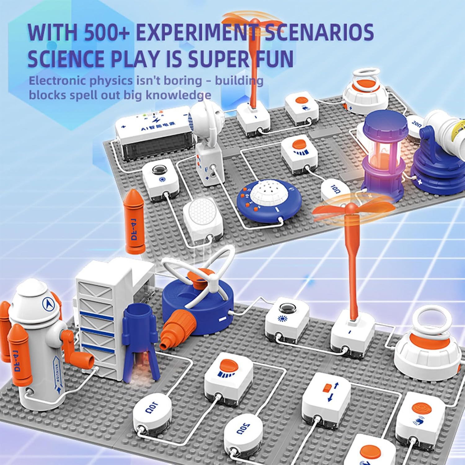 Science Toy Sets, AI Intelligent Voice Physics Circuit Electronic Building Block Puzzle Toy STEM Education Toy Set Holiday Birthday Gift 500+ Projects 66PCS for Students Kids Aged 3+