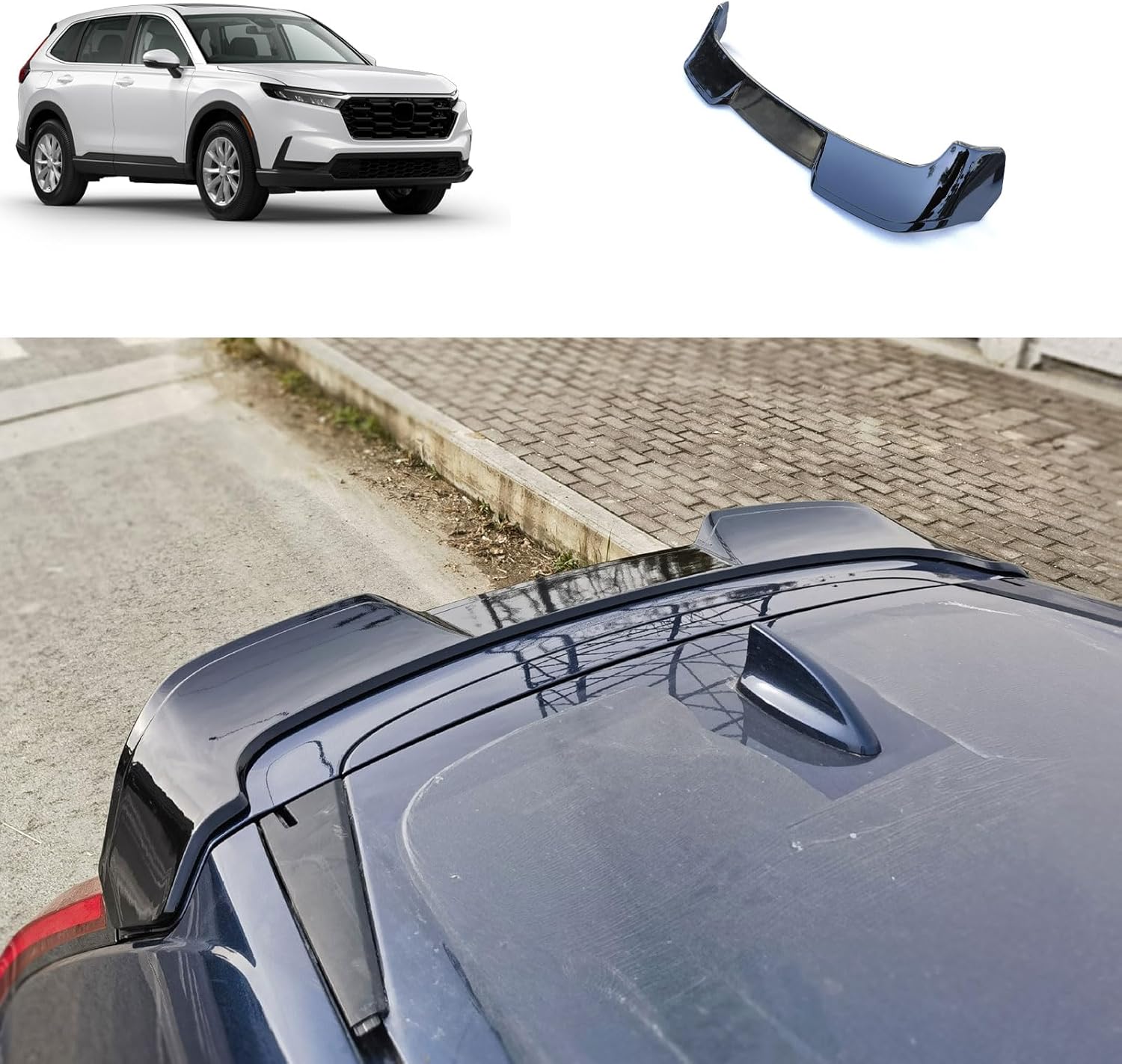 Rear Side Spoiler Wing Cover Compatible with Honda CRV 2024 2023 Tail Trunk Lip Wing Flap Exterior Car Accessories ABS 1PCSGlossy Black Style