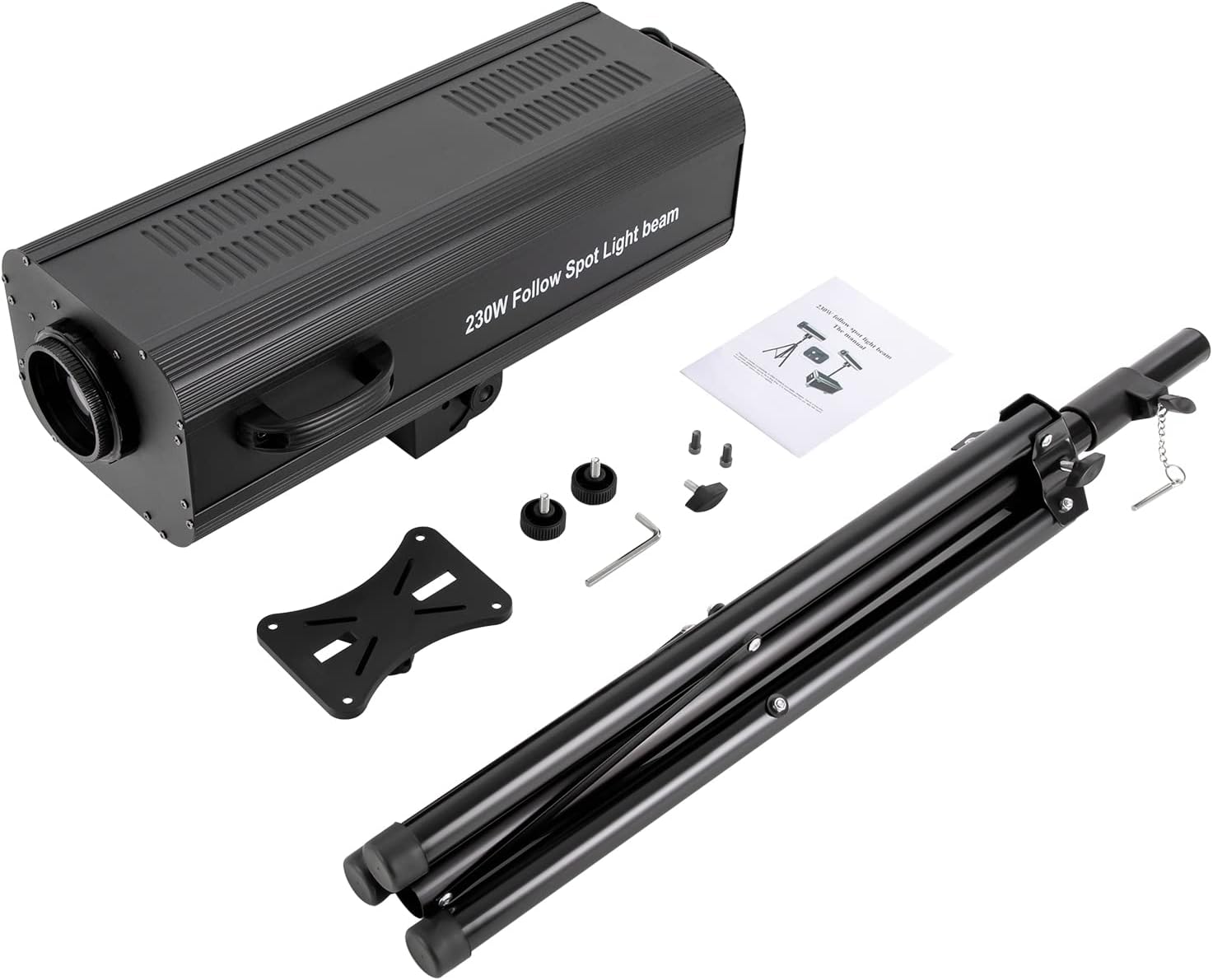 230W Stage Spotlight, LED Spotlight w/Stand Follow Spot Light Manual Control Stage Light Adjustable Aperture, Professional Performance Lights for TV Stations Theatres Museums