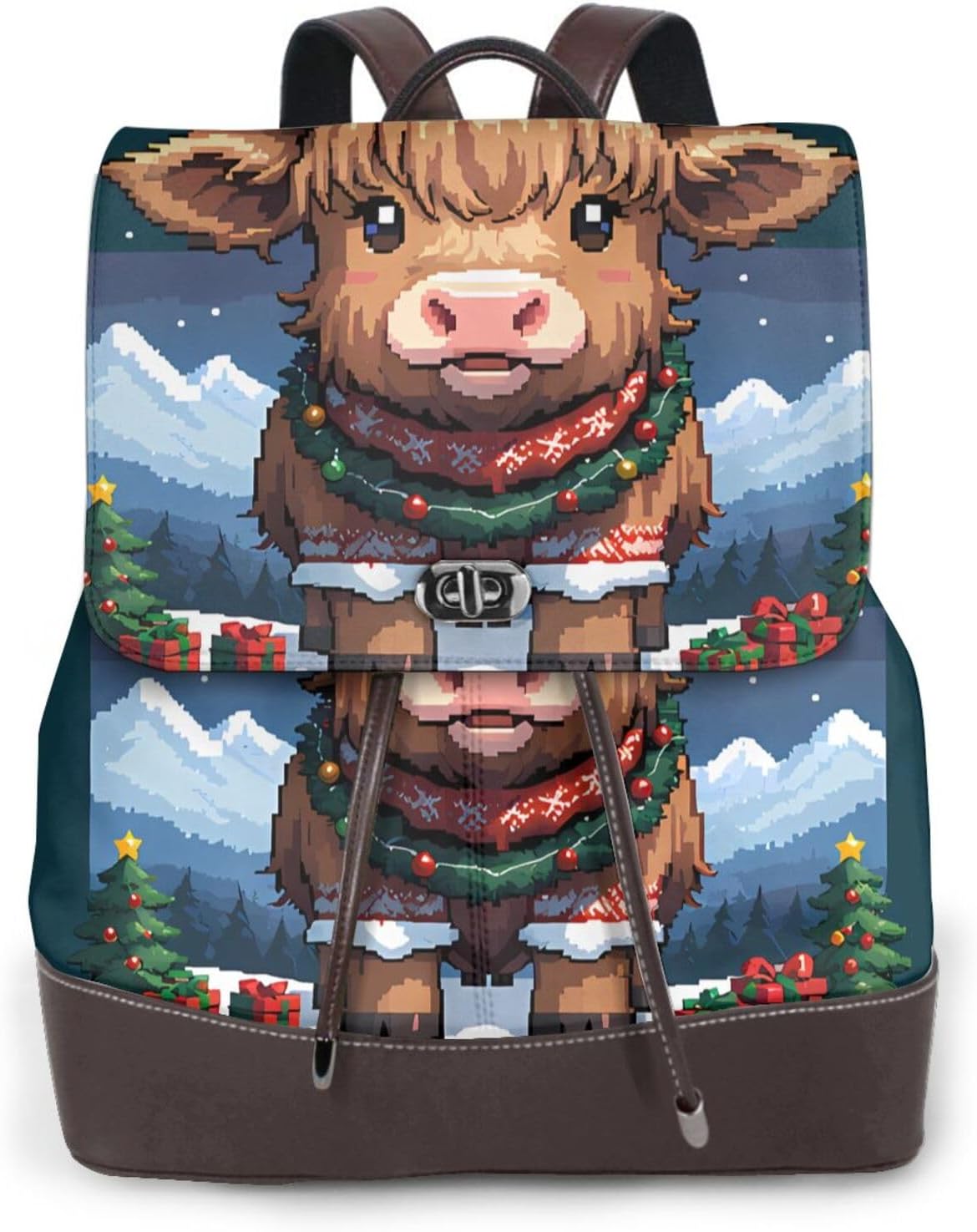 Christmas Bull for Womens Backpack Purse Microfiber PU Anti-theft Large Fashion Designer Travel Bag Ladies Shoulder Bags