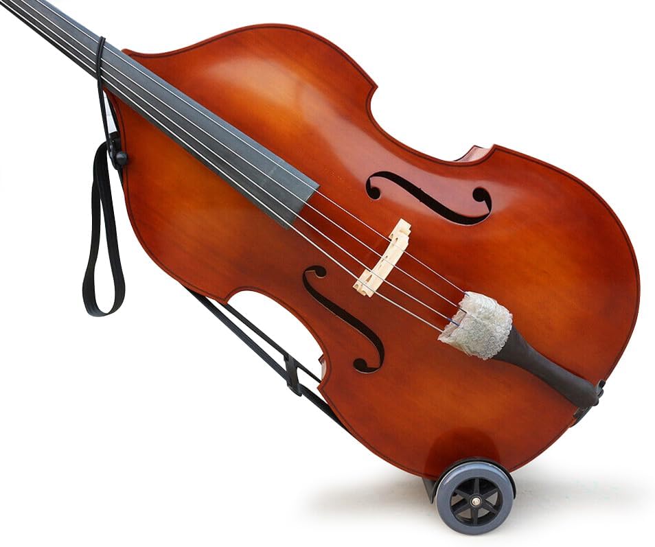 Upright Bass Cart Easy to Transport for 1/10 to 4/4 size Double Bass with Durable Wheels Long Straps including 1pcs Shim Protective Pad (1x bass cart)