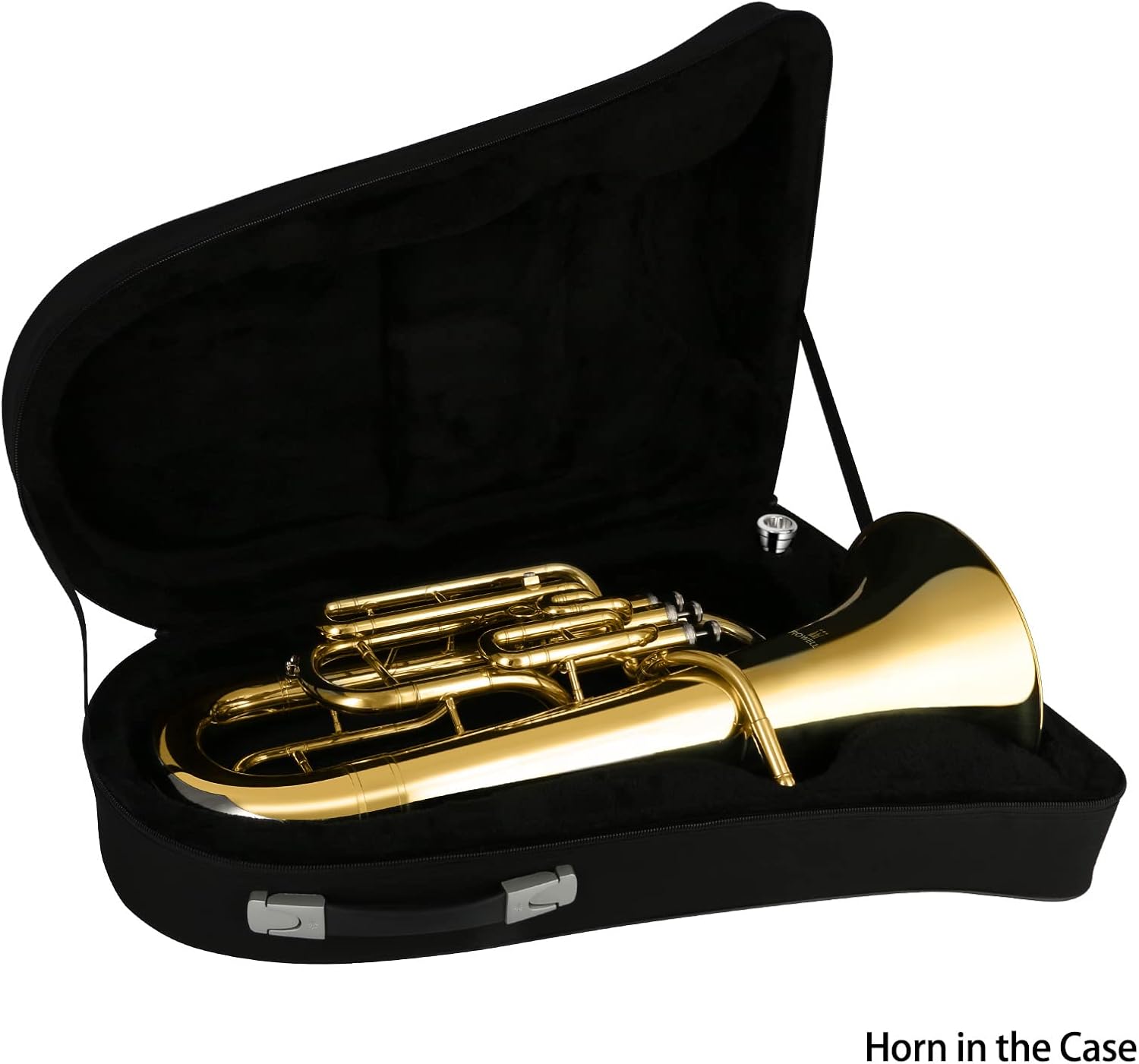 ROWELL Bb Euphonium Brass Horn 4 Valves Euphonium with Case & Care Kit - Includes Mouthpiece, Polishing Cloth, Gloves & More, Featuring Large Bell & Stainless Steel Valves for Rich Sound