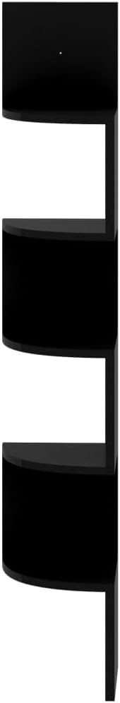 Black High-Gloss Corner Floating Shelf 7.5x7.5x48.4 in Tall Narrow Wall Mount Display Ladder for Living Room Bedroom Bathroom Modern Storage Decor