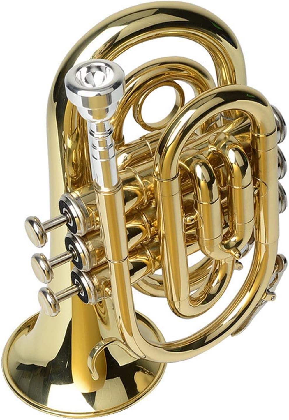 Palm Trumpet Trumpet B-Flat Palm Trumpet Pocket Trumpet Mini Trumpet Cornet Three-Key Trumpet Beginner Trumpet