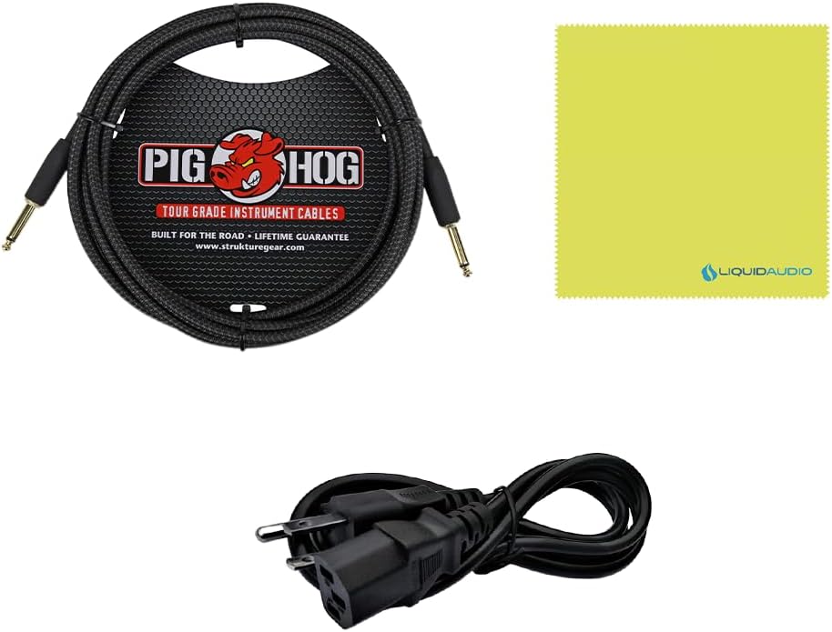 Orange Amps Crush Bass 50 1x12 50W Bass Combo Black Bundle w/Pig Hog Black Woven Instrument Cable, Power Cable and Liquid Audio Polishing Cloth