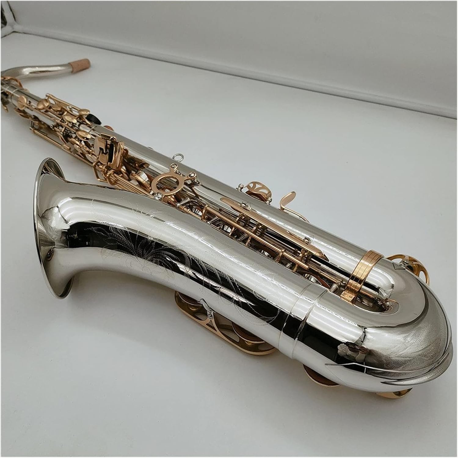 Nickel Plated Gold Keys Tenor Saxophone Bb Tune Woodwind Instrument with Case Mouthpiece Student Saxophone (Color : Lavender)