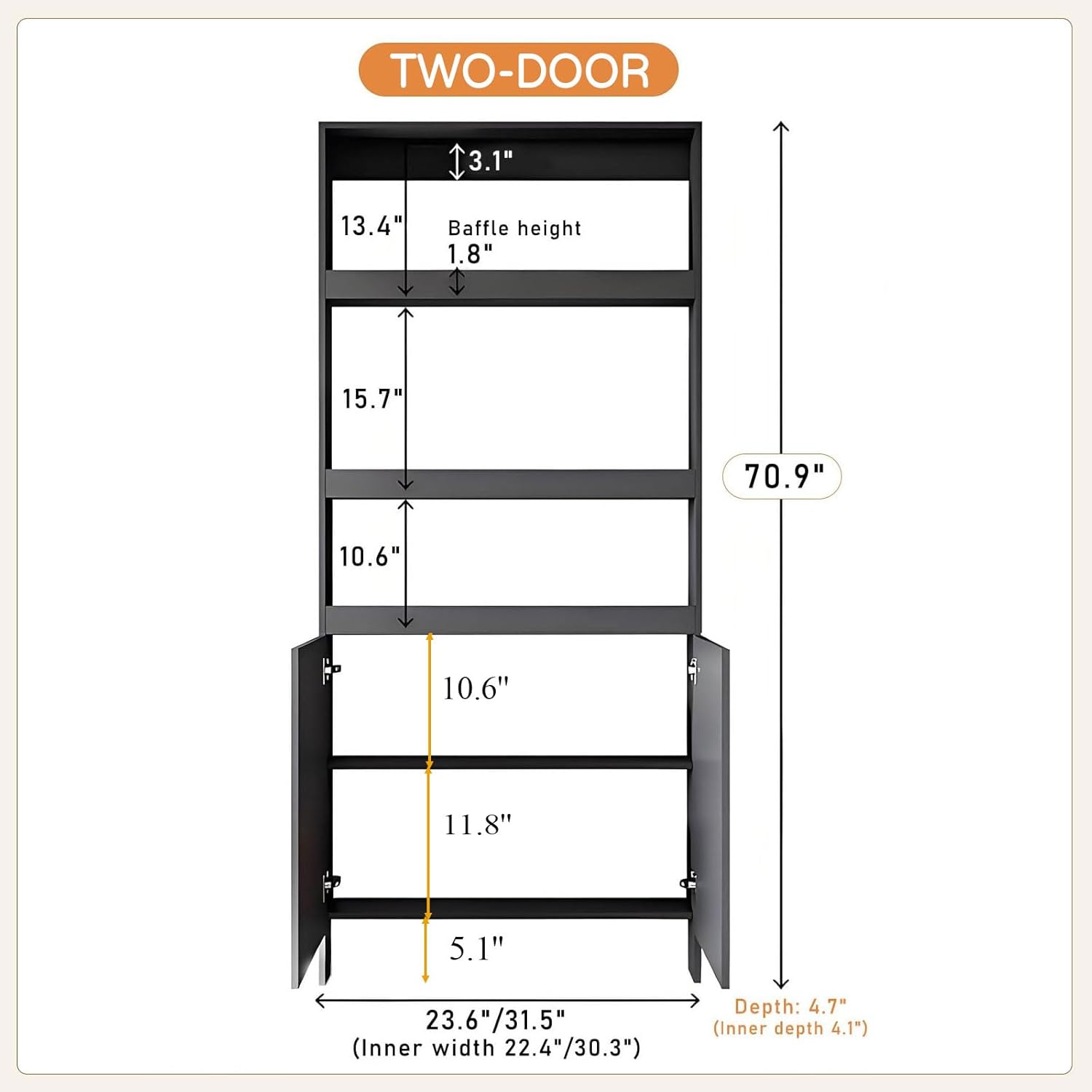 LINLIUA Behind The Door Bookshelf, 5 Shelf Behind Door Shelves with Storage, Space-Saving Wall Mount Narrow Bookcase Cabinet for Living Room Bedroom Children's Room