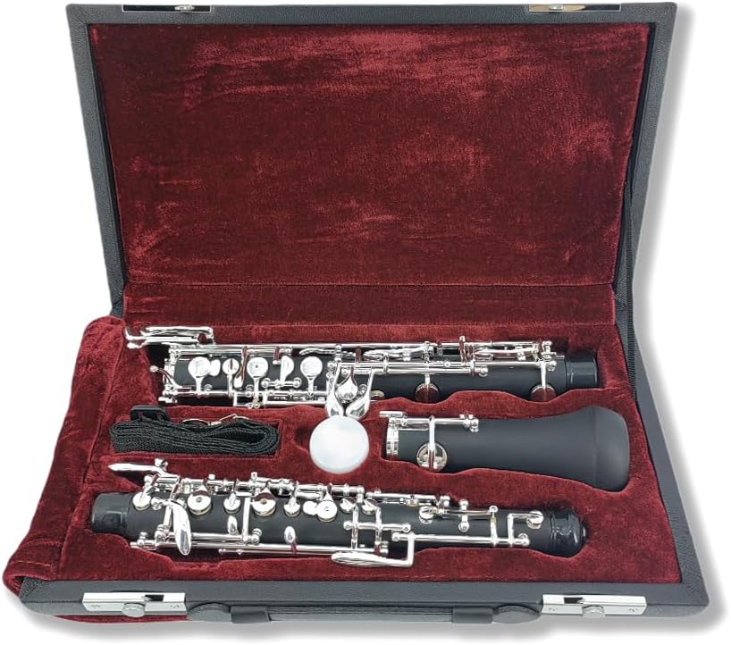 Yinfente Professional Oboe Ebonite C Key Left F Resonance Semi-Automatic Woodwind Instrument With Oboe Accessories