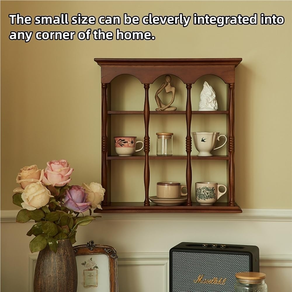 Wooden Collection Display Case, Collectibles Display Case, Vintage Wall Mount Storage Rack, Solid Wood Storage Rack, Display Stand for Display & Home Deco(Black)