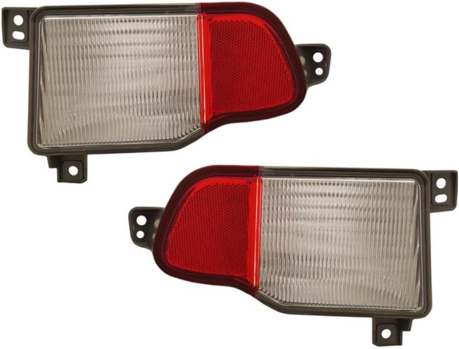 KarParts360 For Honda Passport 2019 20 21 22 2023 Backup Light Driver and Passenger Side Pair Inner Chrome Housing Red/Clear Lens On Bumper