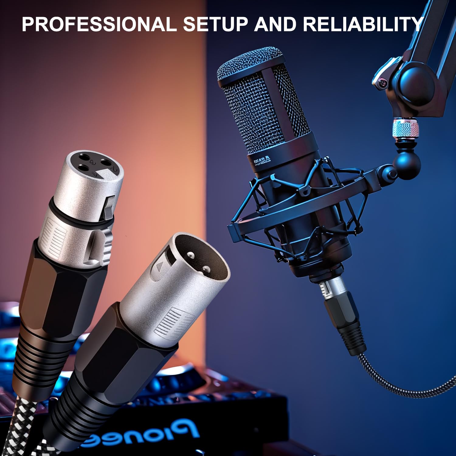 XLR Cable 30 FT/5 Pack, Microphone Cable 3 Pin Nylong Braided Balanced XLR Male to Female Heavy Duty Mic Patch Cords (Pure Copper Conductors)