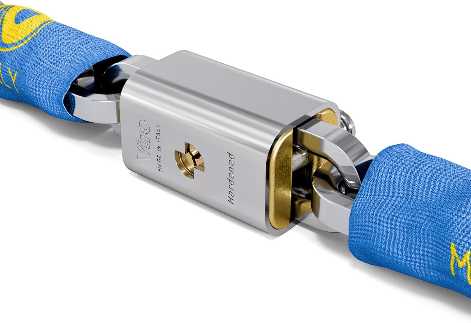 Viro 4243, Motorcycle and Scooter Lock, Solid Brass, Tear and Anti-Cut Pole, Semi-Square Chain, Section, Multi-Coloured, Catena 120 cm, sezione 8 mm