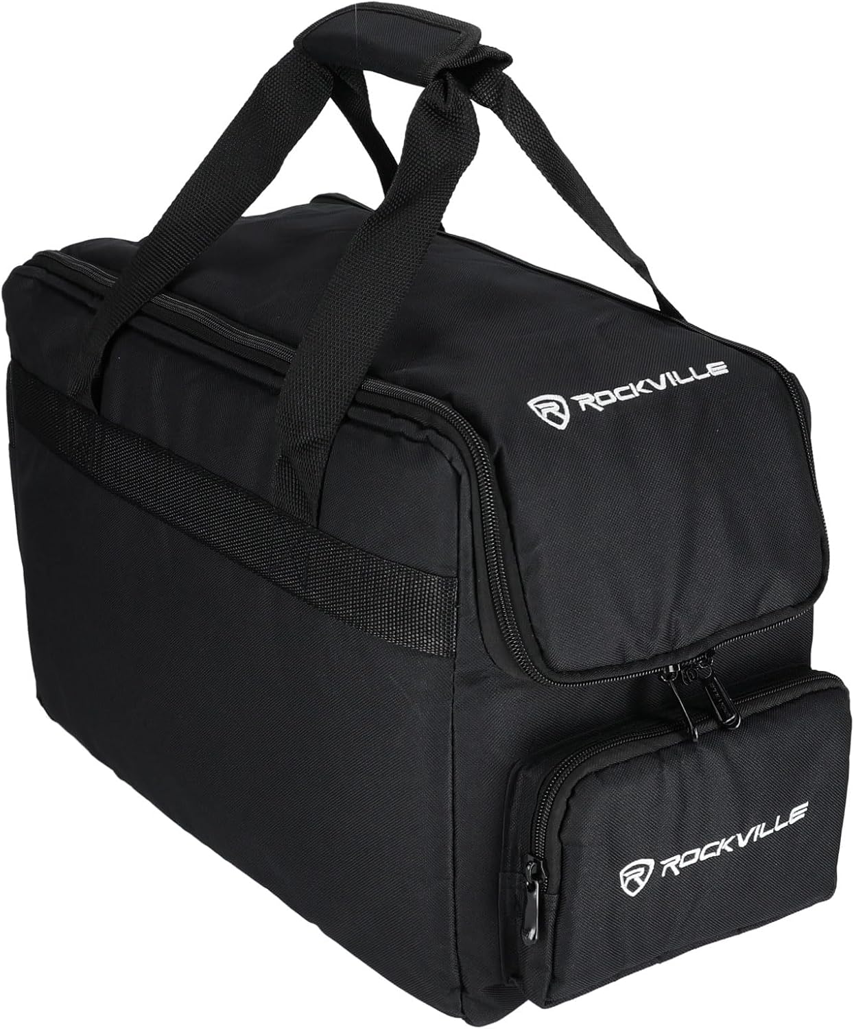 Rockville Best PAR 50 Bundle: (4) Rechargeable Par Can Wash Lights with Wireless DMX RGBWA UV, RLB30 Carry Bag for Slim Par Lighting Accessories, 5-Items