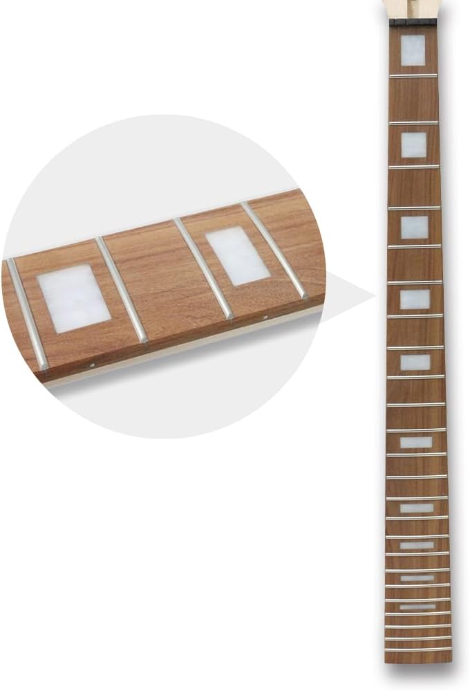 Maple Bass Guitar Neck 24 Fret Block Inlay Electric Guitar Neck Replacement 30 Inch Rosewood Fingerboard DIY Guitar Enthusiast Suitable for Professional Luthier (01)