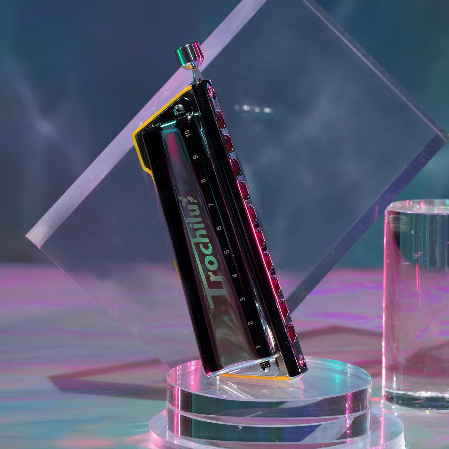 JDR Trochilus 10 Holes Chromatic Harmonica Solo Tuning Key of G Valveless Harp Chromonica with Case for Adults Professionals Beginners Kids Teachers and Students Gift (Chromatic Tuning Key of G)