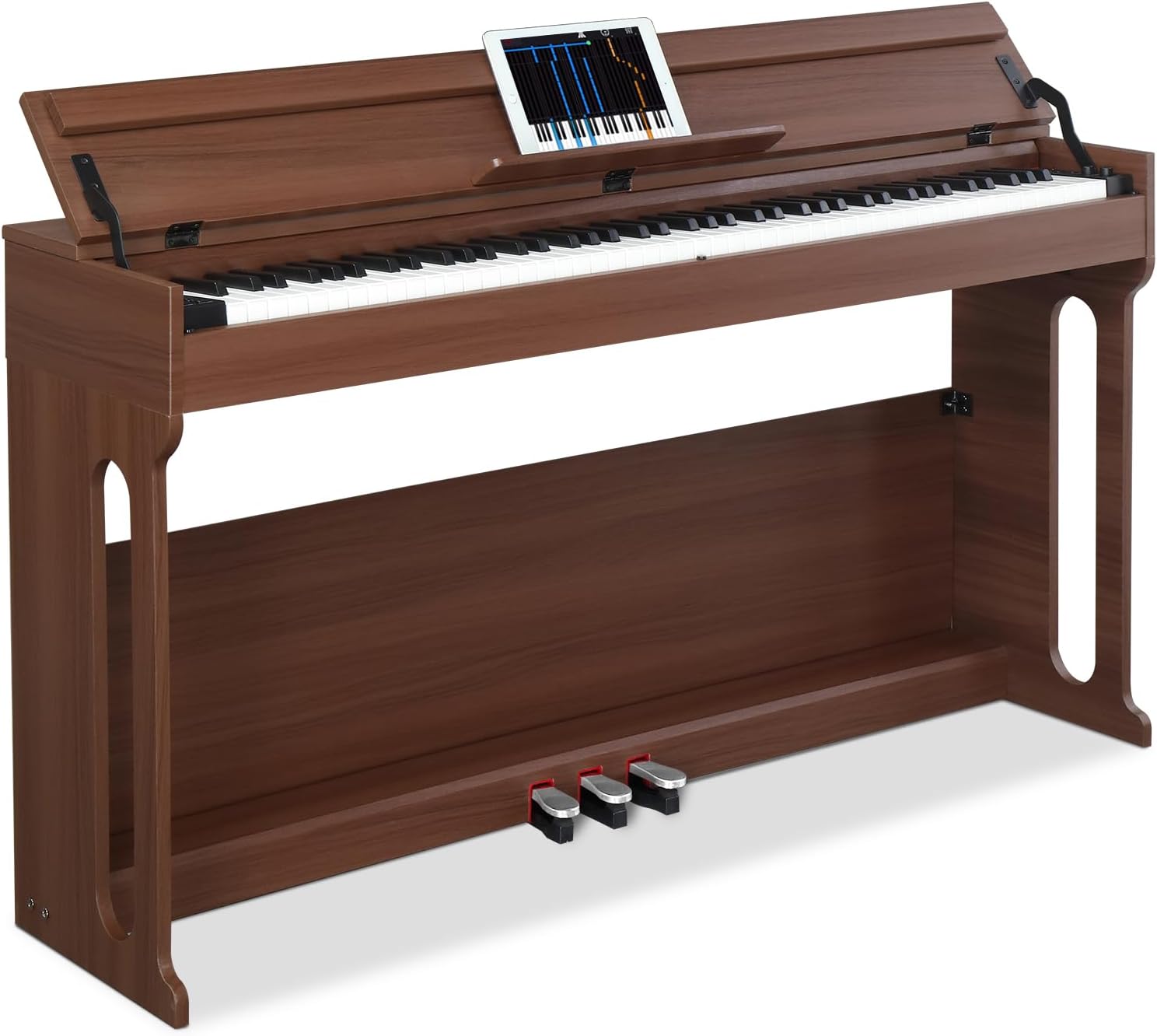 Ktaxon 88 Key Full Weighted Keyboard Piano Electric Keyboard Piano, Digital Piano with Professional 3 Pedal, 2 Stereo Speakers, MP3 Function, USB-MIDI and Unique Clamshell Design(Black Walnut)