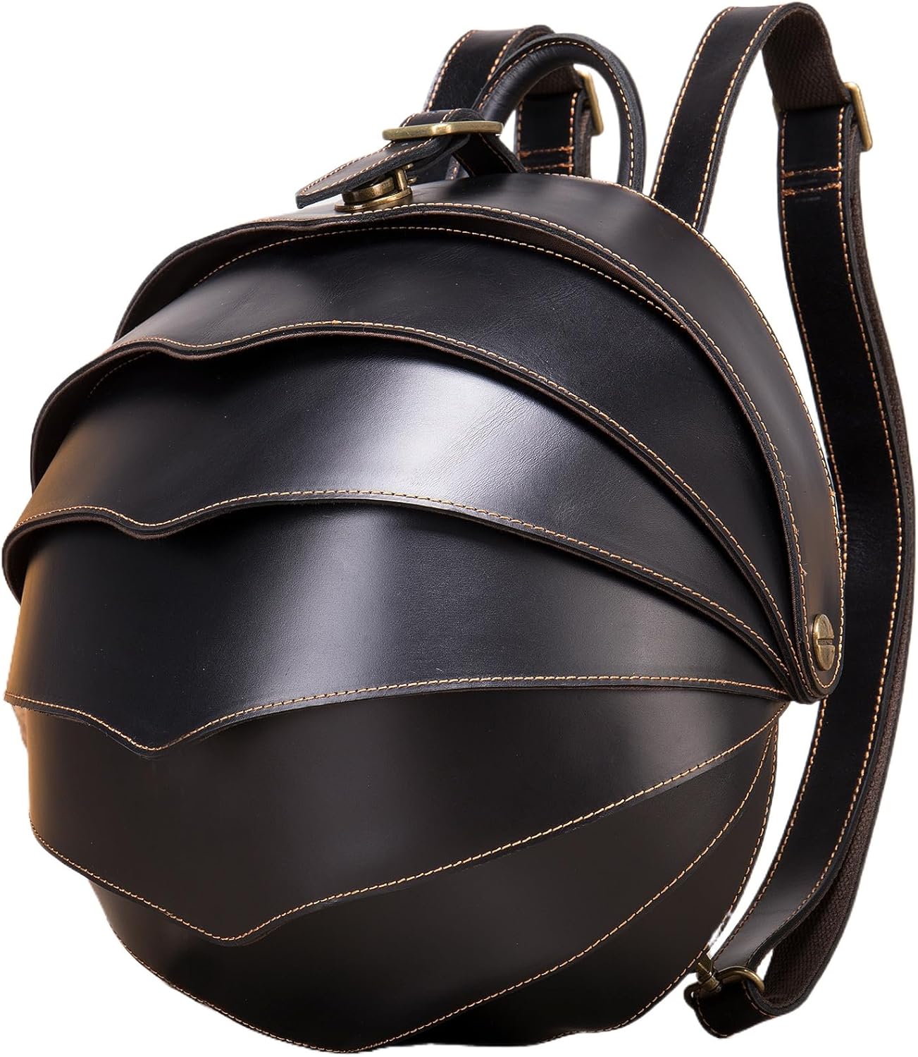 Genuine Crazy Horse Leather Backpack for Men Vintage Travel Daypack Water Resistant Laptop Bag Gift Box (Black)