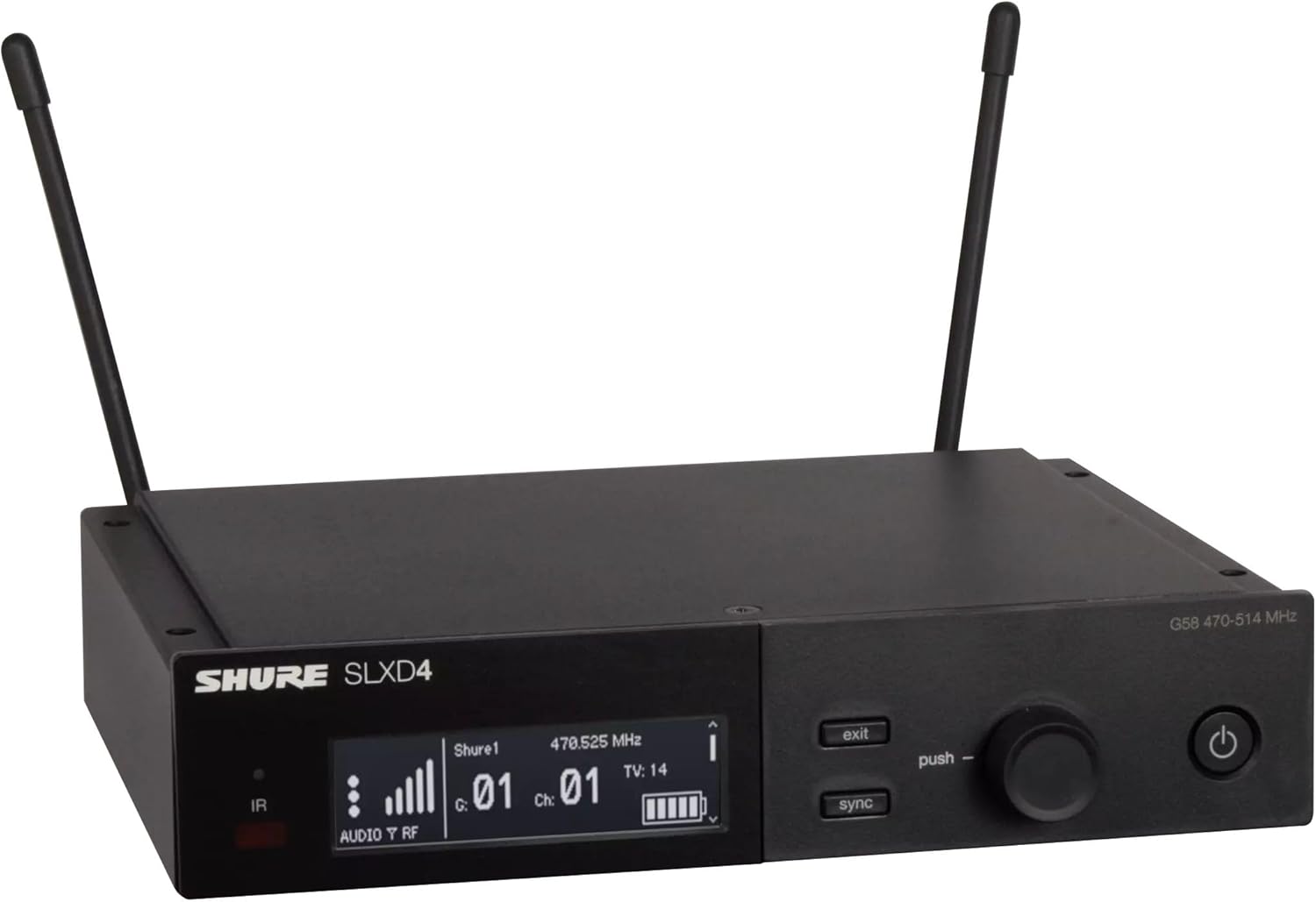 Shure SLXD14/153T Digital Wireless Microphone System - Includes SLXD1 Bodypack Transmitter with MX153T Earset Headworn Mic & SLXD4 Single Channel Rack Mount Receiver | G58 Band (SLXD14/153T-G58)